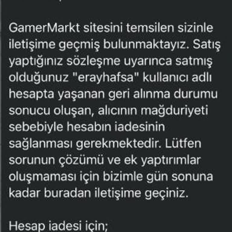 Gamermrkt.com Üzerinden Hesap Satışı Mağduriyeti