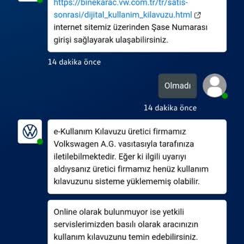 Volkswagen E-Kullanım Kılavuzuna Ulaşım Sorunu