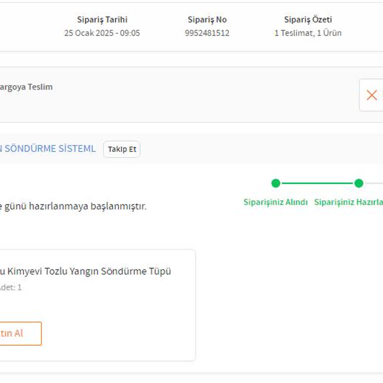 Trendyol'dan Sipariş Ettiğim Yangın Tüpü Hala Gönderilmedi!
