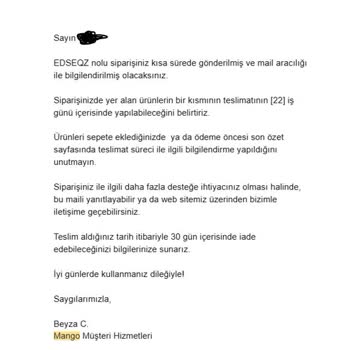 Sipariş Gecikmesi Ve İade Sürecindeki Sorunlar