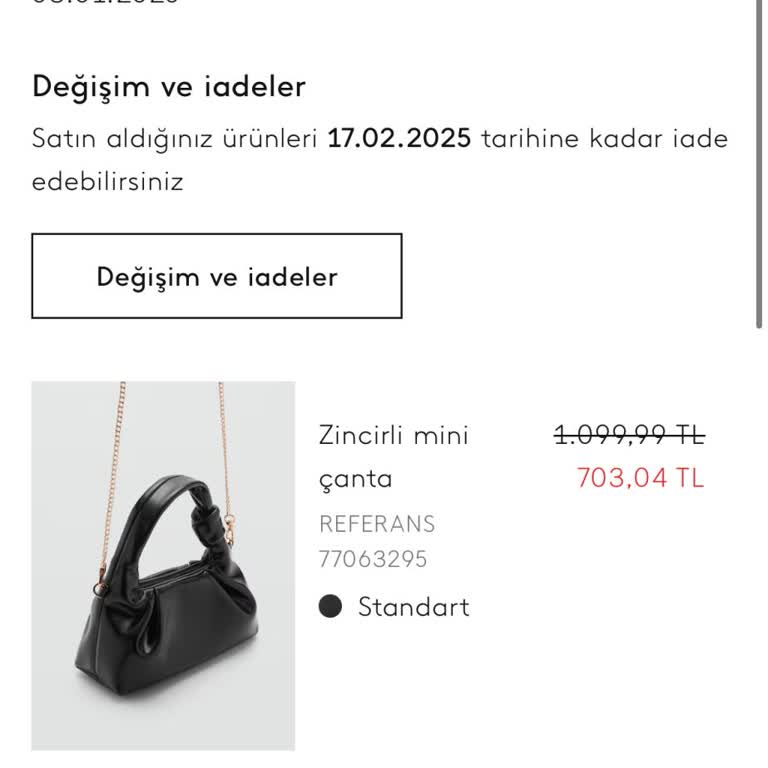Mango Online'dan Alınan Çantanın Teslimat Sorunu