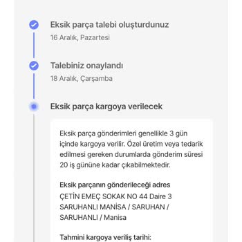 Eksik Parça Sorunu Ve Yanıltıcı Bilgilendirme