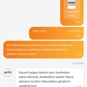 Trendyol'dan Aldığım Laptop Bataryası Sorunu