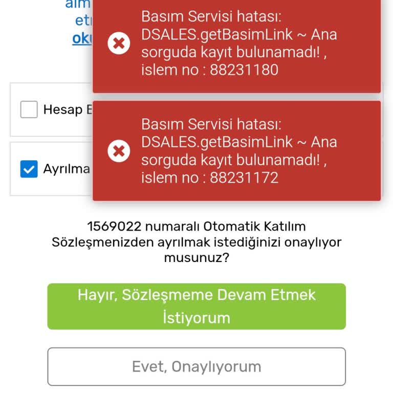 Bireysel Emeklilik Ayrılma İşleminde Hata Sorunu