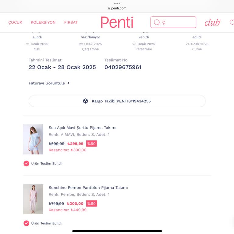 Penti'den Eksik Ürün Ve İlgisiz Müşteri Hizmetleri