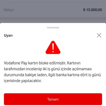 Vodafone Pay Sanal Kartım Bloke Edildi: Acil Yardım Talebi