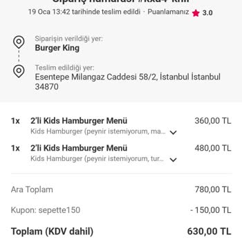 Faturamı Alamıyorum: Yemeksepeti Ve Burger King Mağduriyeti