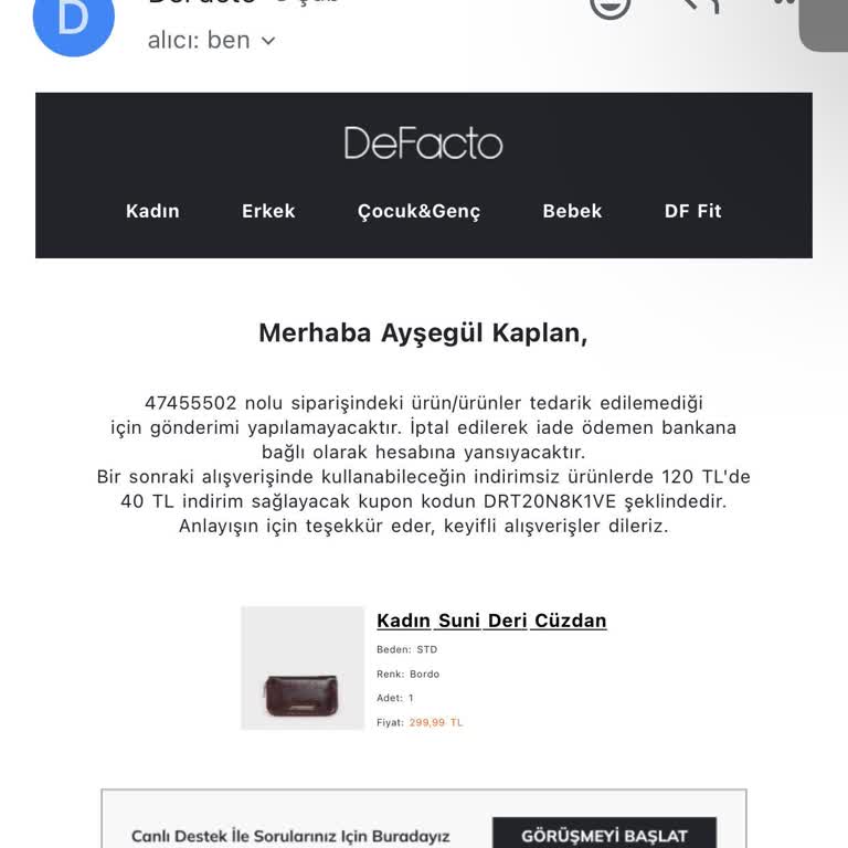 Stokta Görünen Ürünün İptali Ve Mağduriyet