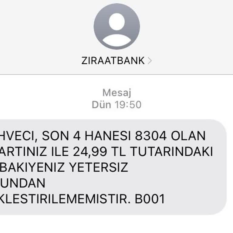 Ziraat Bankası'ndan Gelen Anlamsız Mesajlar
