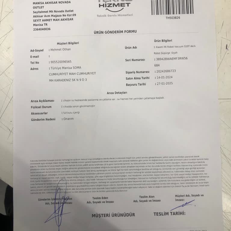 Paslanan Su Haznesi Ve Garanti Sorunu