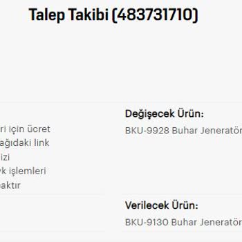 Arçelik Buharlı Ütü İçin Yazılı Servis Raporu Talebi