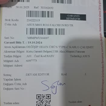 Garanti Süresi Dolmadan Geri Gönderilen Klavye