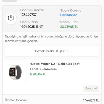 Huawei Watch D2 Siparişimde İade Sorunu!