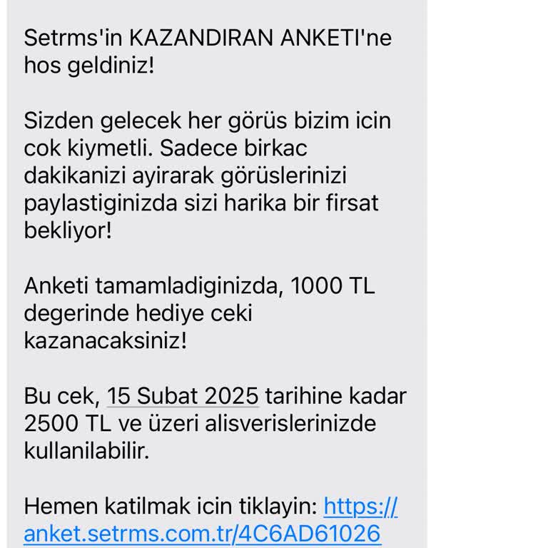Anket Katılımına Rağmen Hediye Çeki Gelmedi