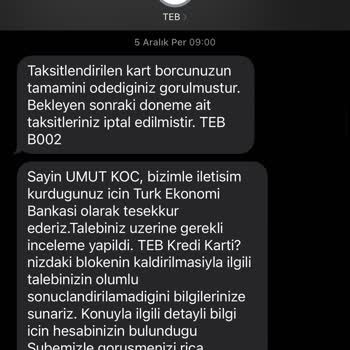 TEB Kredi Kartı Blokesi Sorunu