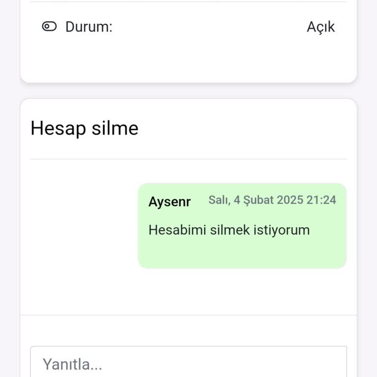 Hesap Silme Seçeneği Eksikliği Ve Güvenlik Endişesi