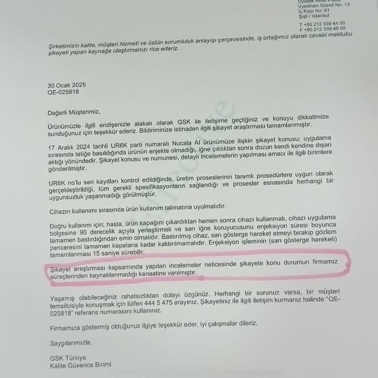 Nucala İğnelerinde Enjeksiyon Sorunu Ve Destek Eksikliği