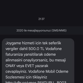 Vodafone Faturasında Haksız Mobil Ödeme Ücreti
