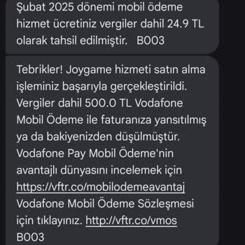 Vodafone Faturasında Haksız Mobil Ödeme Ücreti