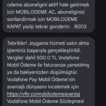 Vodafone Faturasında Haksız Mobil Ödeme Ücreti