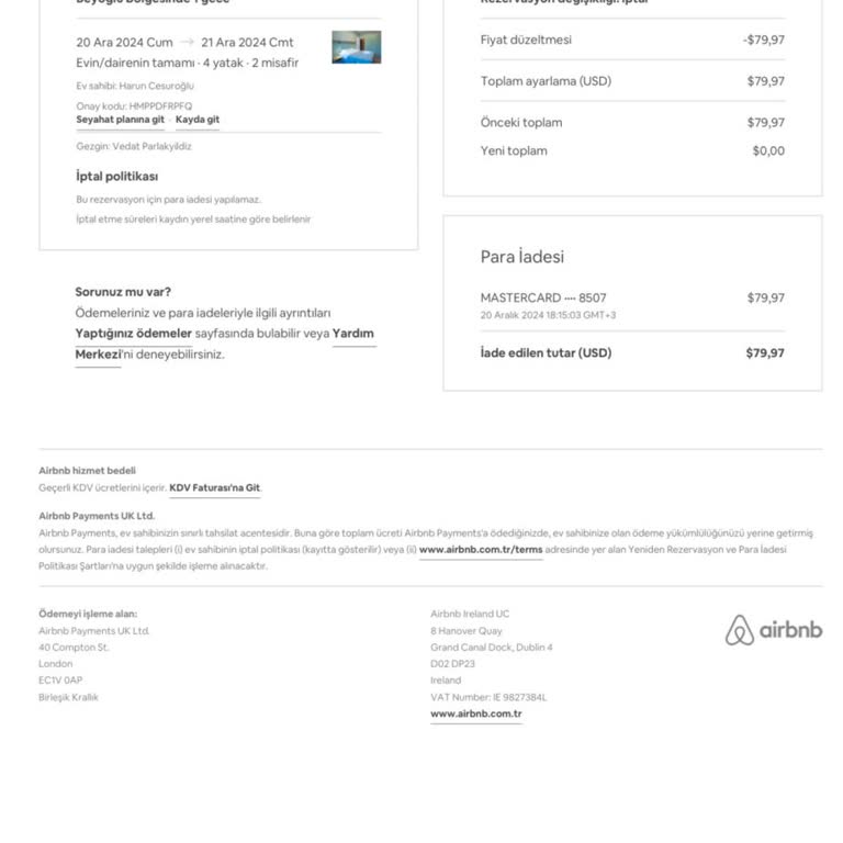 Airbnb Para İadesi Sorunu Ve İletişim Eksikliği