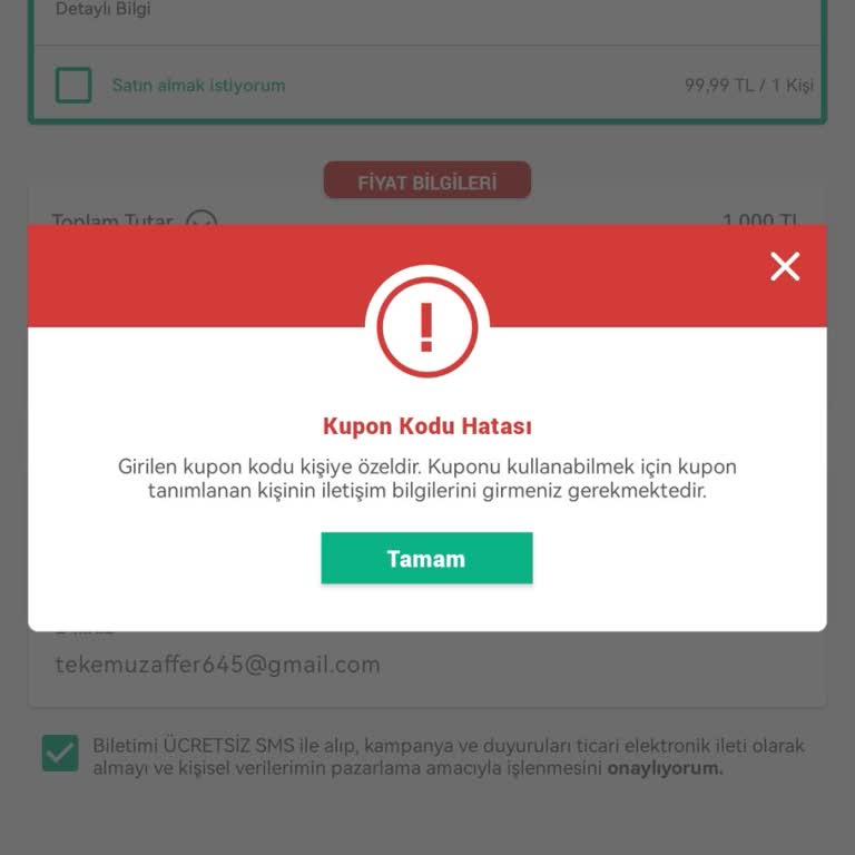 Kupon Kodu Kullanımında Hata Ve Erişim Sorunu