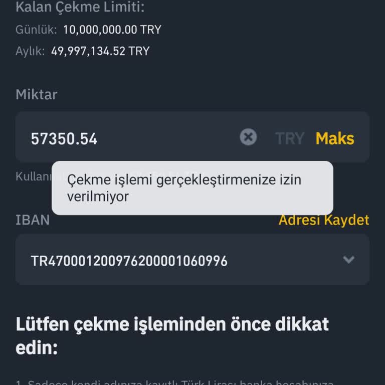 Binance TR'de Çekim İşlemi Engeli