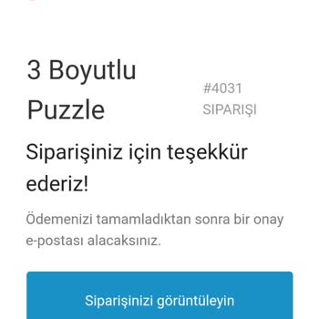 3 Boyutlu Puzzle Siparişimi Göndermedi