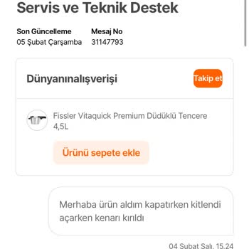 Fissler Düdüklü Tencere Ve Müşteri Hizmetleri Hayal Kırıklığı