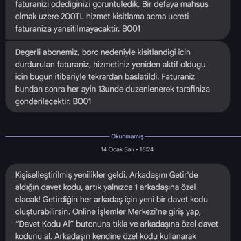 Fatura Tarihleri Ve Müşteri Hizmetlerine Ulaşım Sorunu