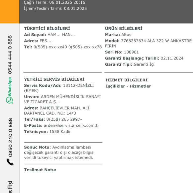 Ankastre Seti Sorunları Ve İlgisiz Servis