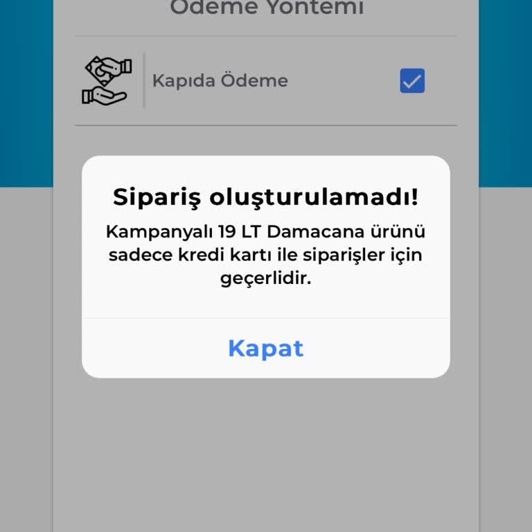 Mobil Uygulamada Kredi Kartı Seçeneği Eksikliği