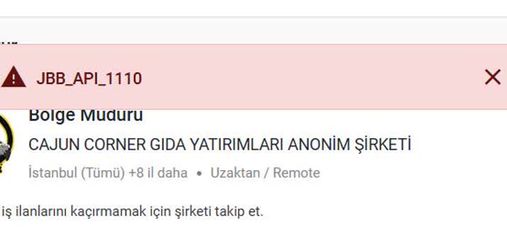 Kariyer.net Başvuru Hatası: JBB_API_1110 Sorunu - Şikayetvar