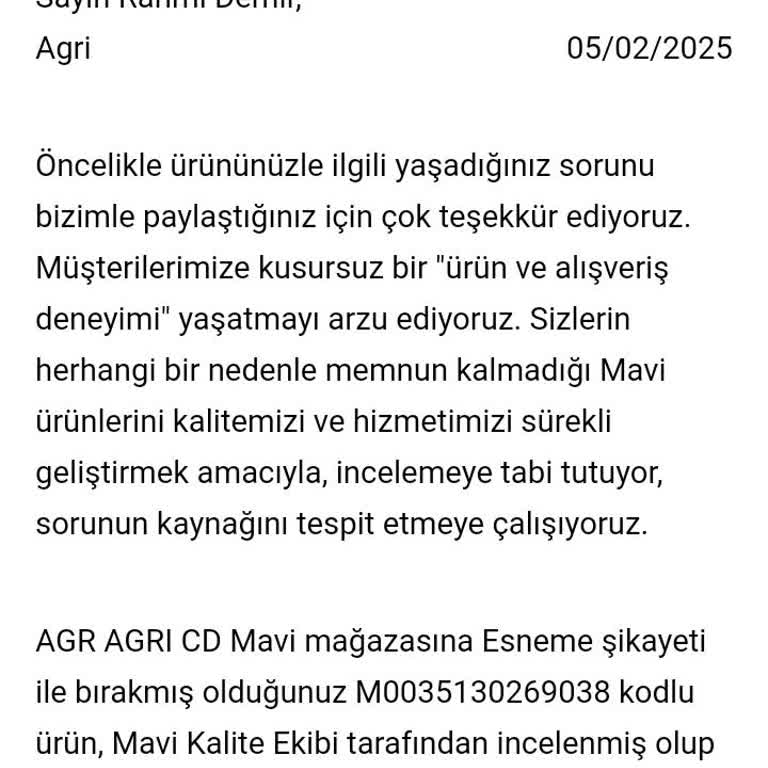 Mavi Ürünlerinin Kalite Sorunu Ve Değişim Problemi