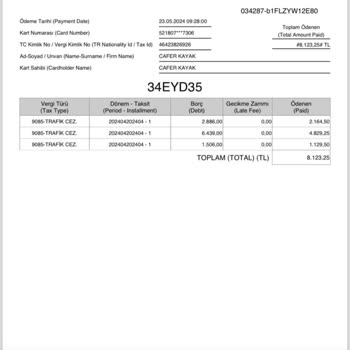 İade Edilmeyen Trafik Cezası Ücreti