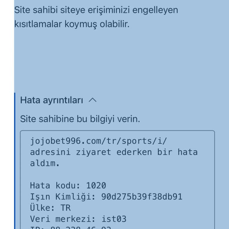 Jojobet Erişim Engeli: Hata Kodu 1020 Sorunu