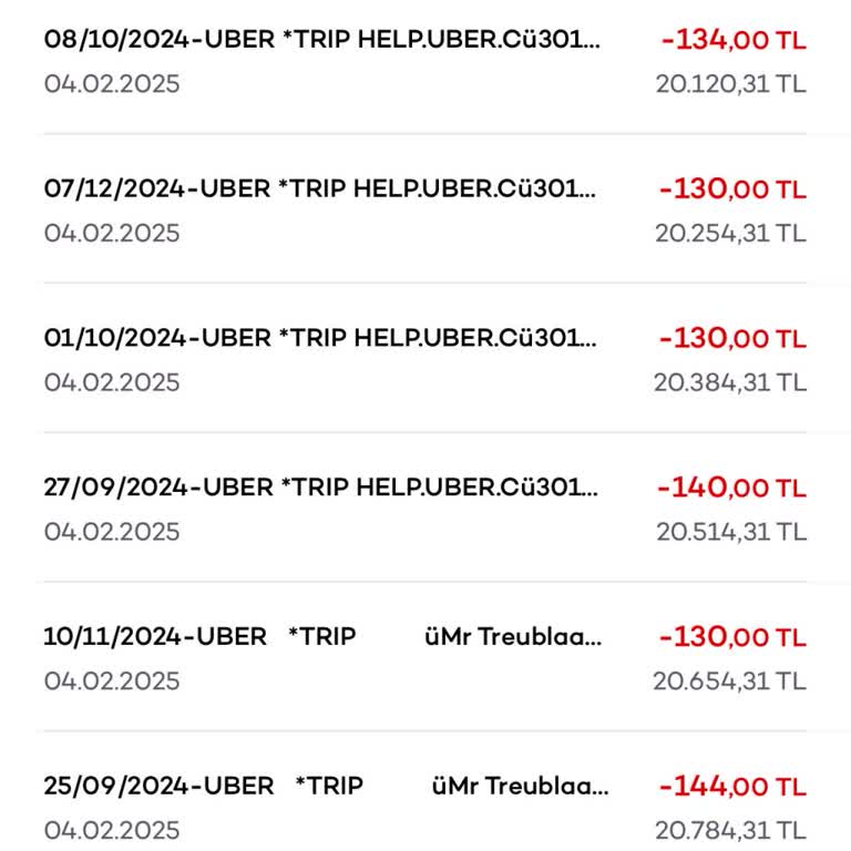 Uber Hesabımdan İzinsiz Para Çekimi