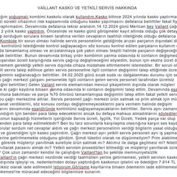 Vaillant Kasko Ve Yetkili Servis Arasındaki Uyuşmazlık