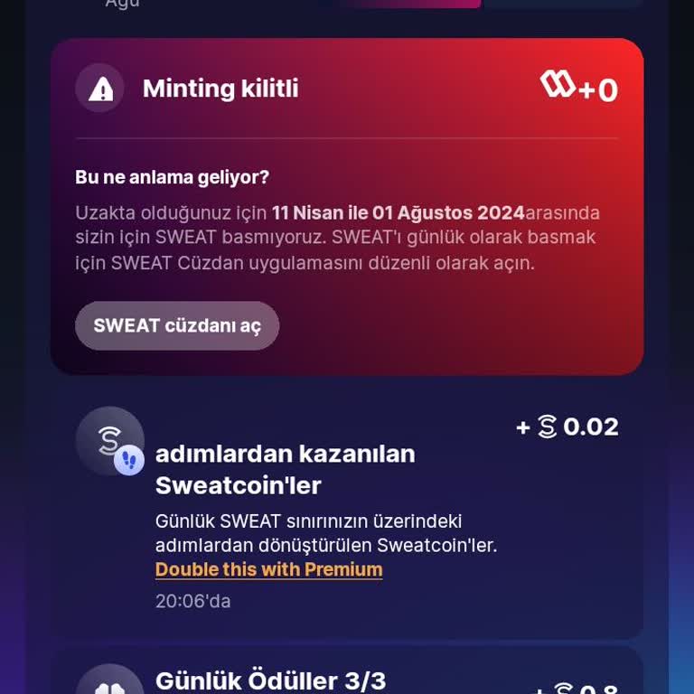 Sweatcoin überträgt keine Coins und zeigt Mining gesperrt Fehler