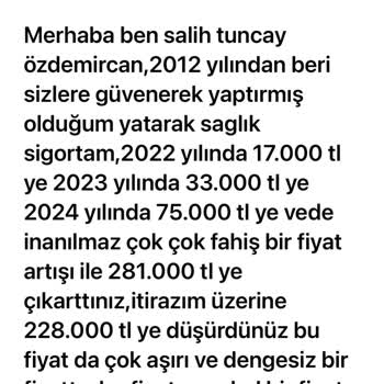 Sağlık Sigortasında Fahiş Fiyat Artışı