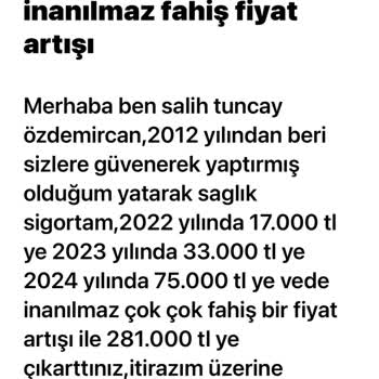 Sağlık Sigortasında Fahiş Fiyat Artışı