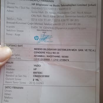 HP Lazerjet Yazıcı İade Sorunu: Müşteri Hizmetleri Ve Garanti Belgesi Sorunları