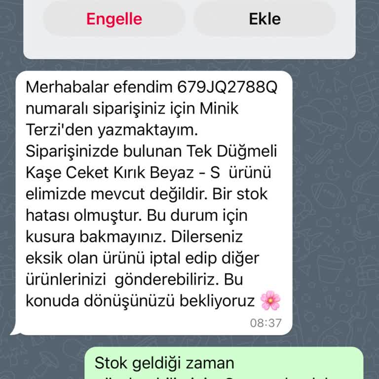 Stokta Görünen Ürün İptal Edildi, Belirsizlik Can Sıkıyor
