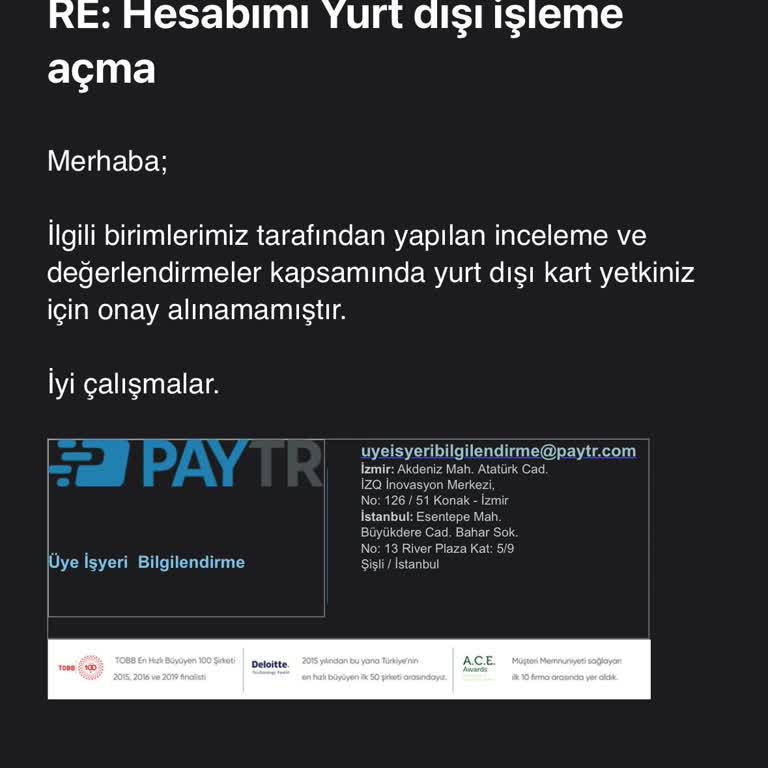 Yurt Dışı İşlemleri İçin Paytr Hayal Kırıklığı