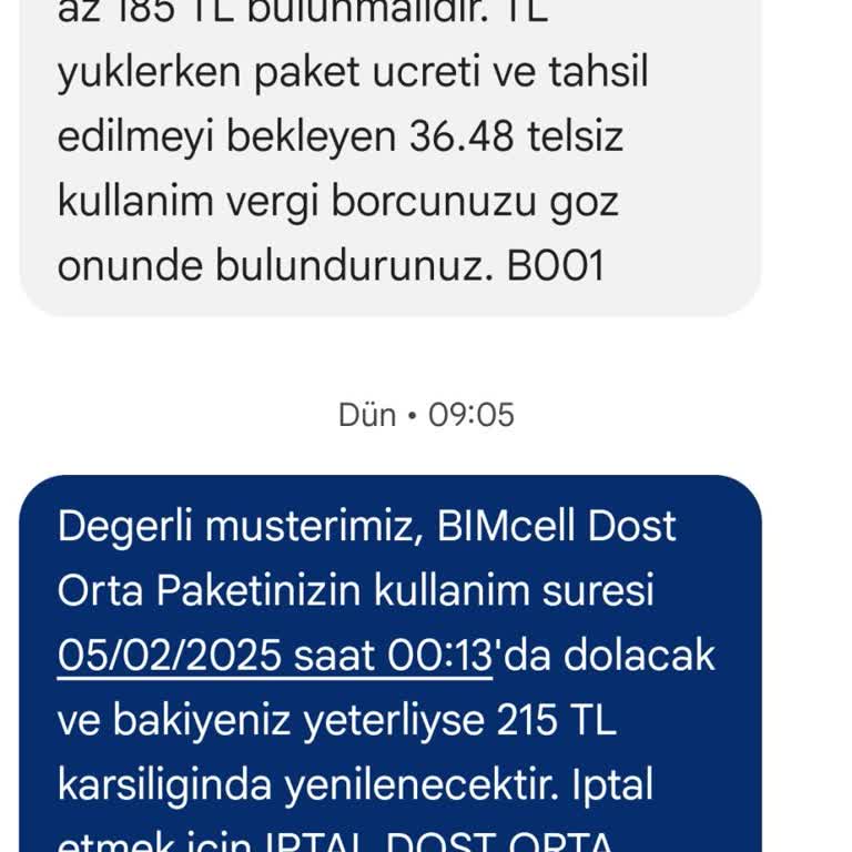 Yanıltıcı Paket Yenileme Mesajı İle Mağduriyet
