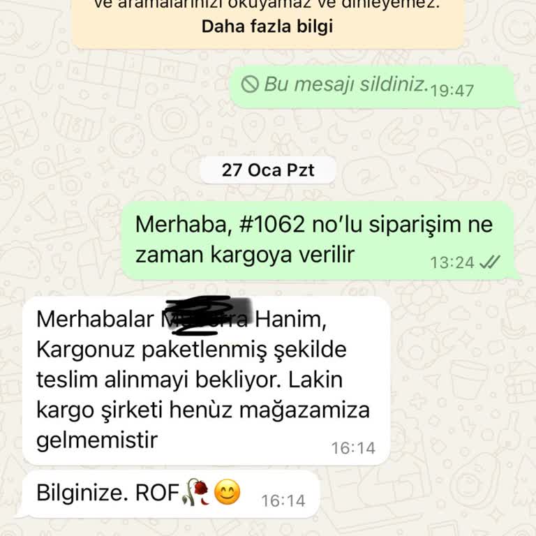Siparişin Kargoya Verilmemesi Ve İletişim Sorunları