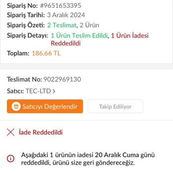 Trendyol İade Talebimi Reddetti
