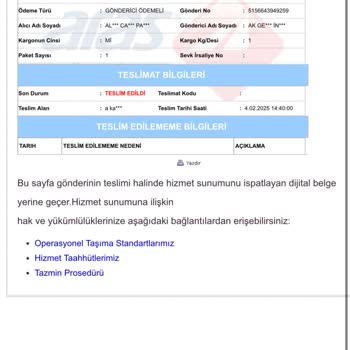 Yanlış Kişiye Teslim Edilen Kargo Ve Kayıp Evrak Sorunu