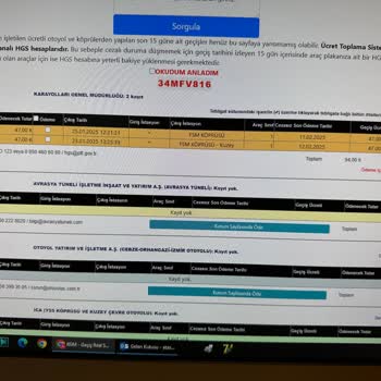 Ödenen Geçiş Ücretleri Sistemden Düşmüyor