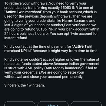 1win Put My Third Withdrawal on Hold Despite Full Account Verification